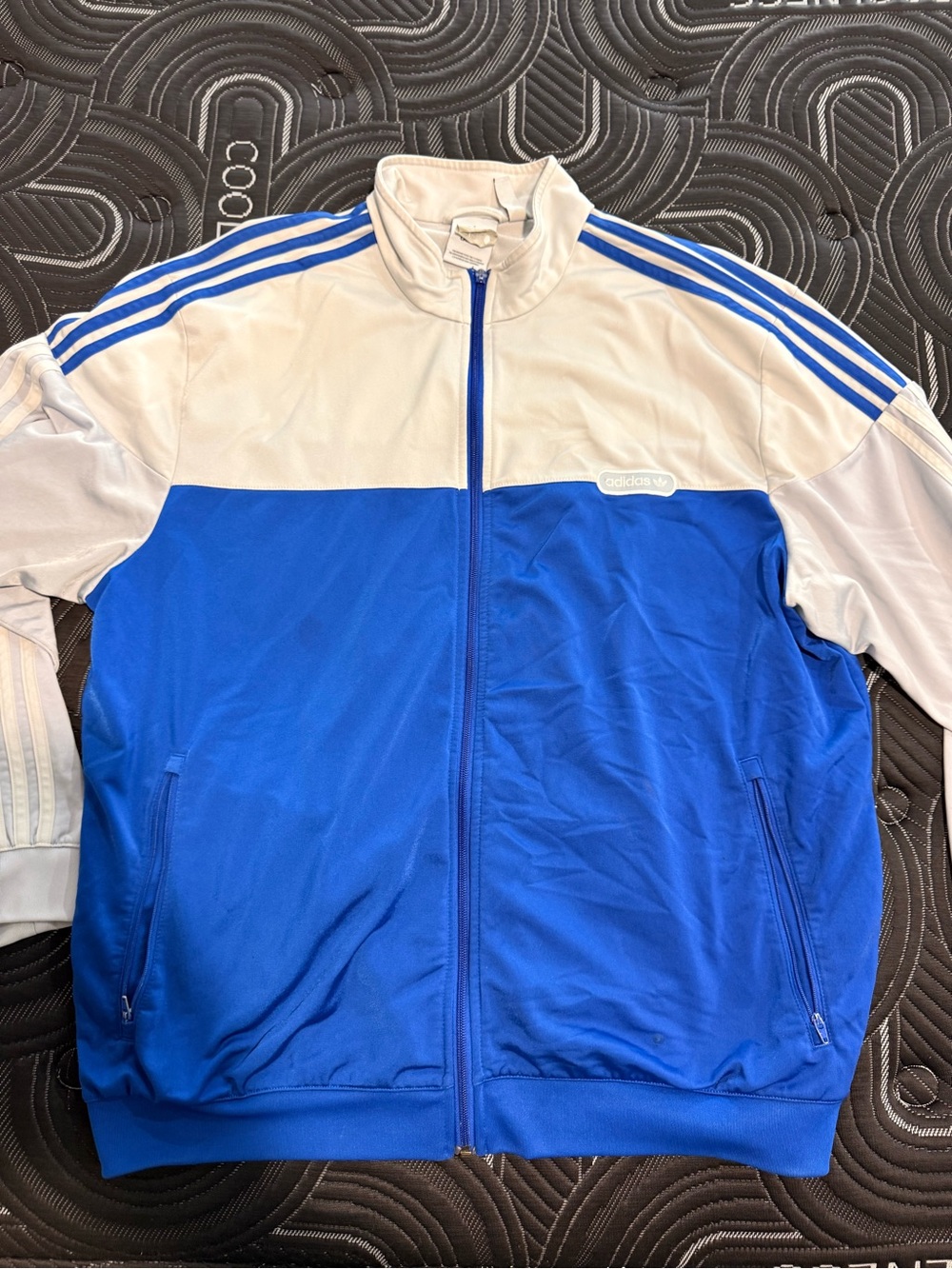 adidas White and Blue Lightweight Track Jacket